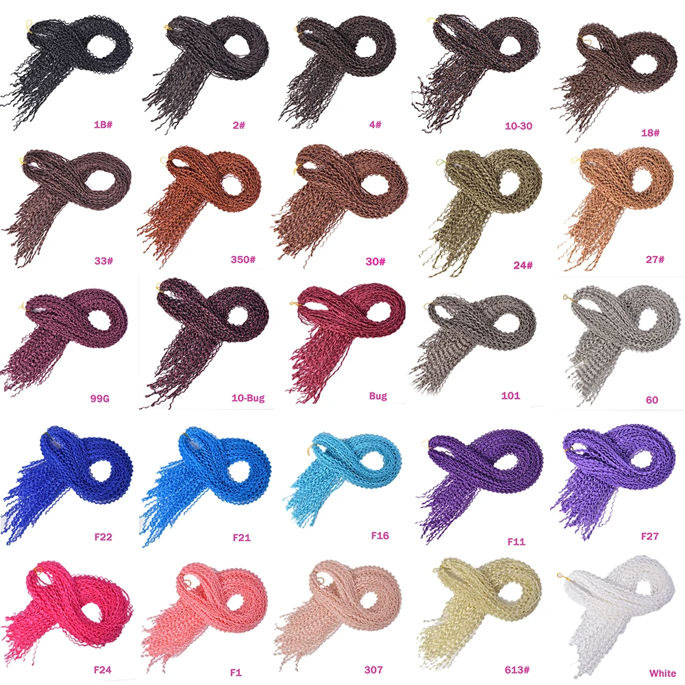 Fashion Long Curly Zizi Braids Crochet Box Braids Colored Synthetic Braiding Hair Extensions Blue Gray Brown Blonde Crochet Hair 2