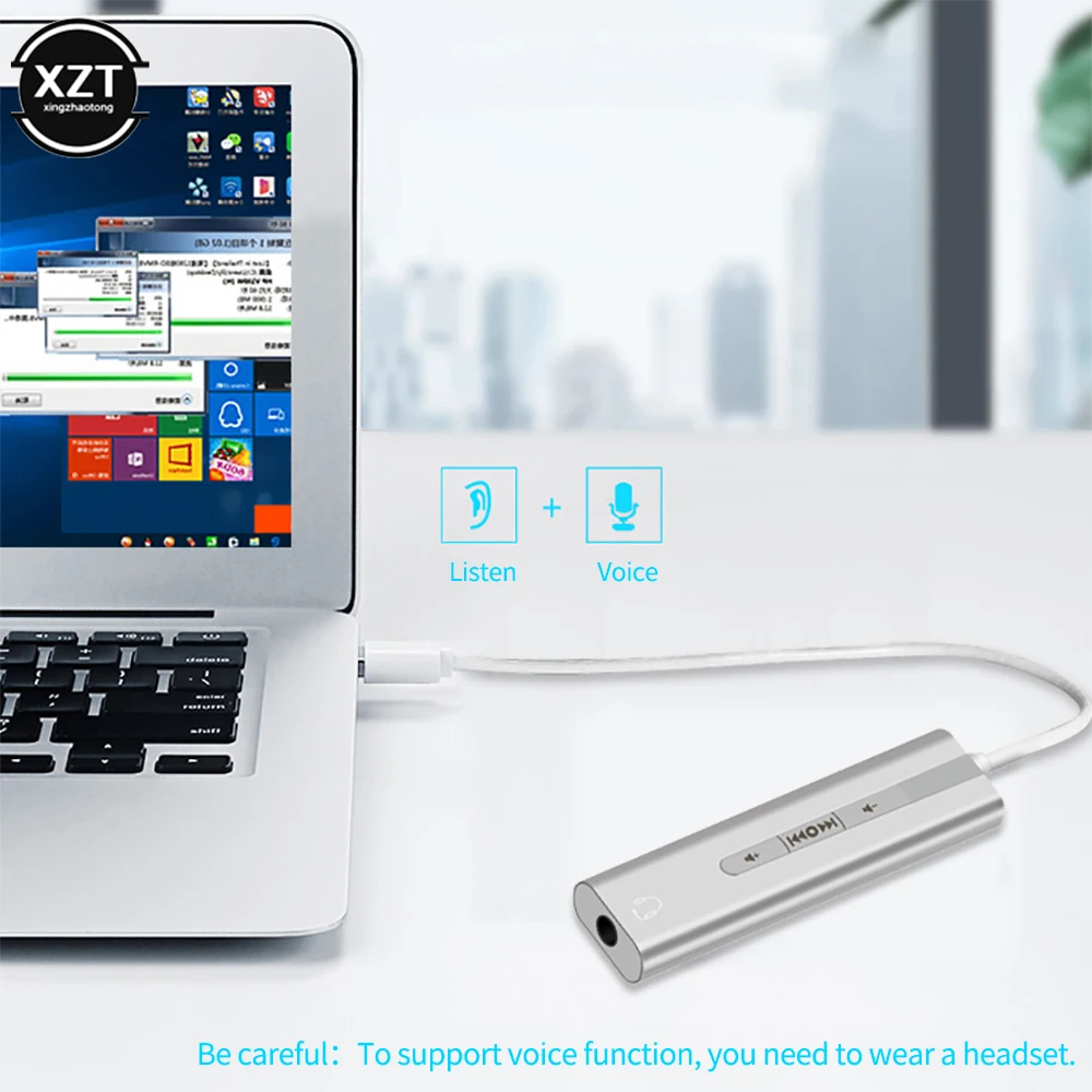 2 in 1 외부 USB 사운드 카드 7.1 어댑터 USB 3.5mm 사운드 3D 오디오 헤드셋 마이크 노트북 PC 용 3.5mm 잭
