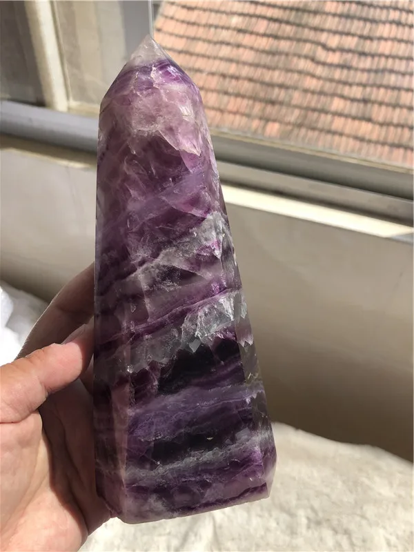 

1.29kg Natural purple fluorite Quartz Points Healing gemstone Wands tower For Decoration