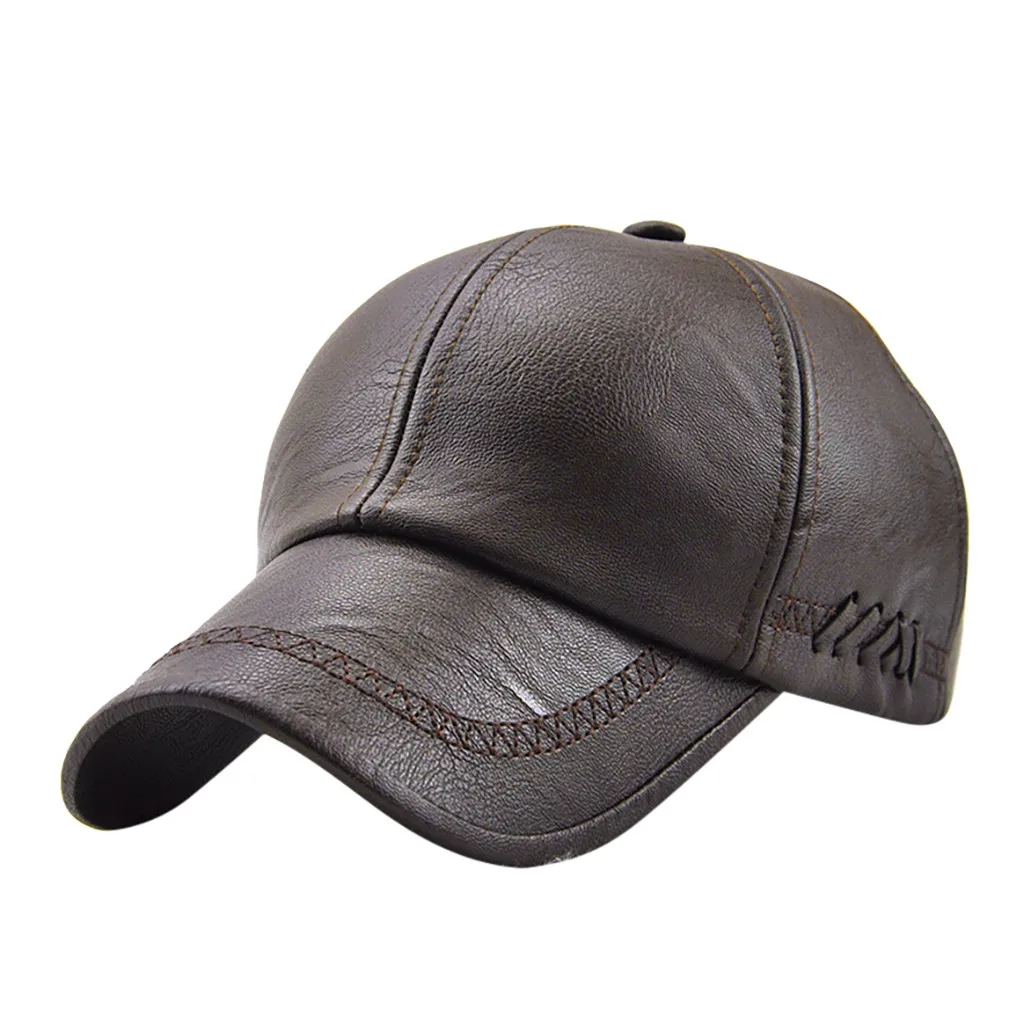 Мужские модные простые винтажные бейсбольные шапки для спорта на открытом воздухе, верховой езды, пеших прогулок, защищенные от Солнца кепки, повседневные однотонные шапки из искусственной кожи# A