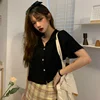 Shirts Women Pocket Solid Short Sleeve Casual Sweet Simple Summer Crop Tops Womens Koreans Style Designed Chic Streetwear Trendy ► Photo 3/6