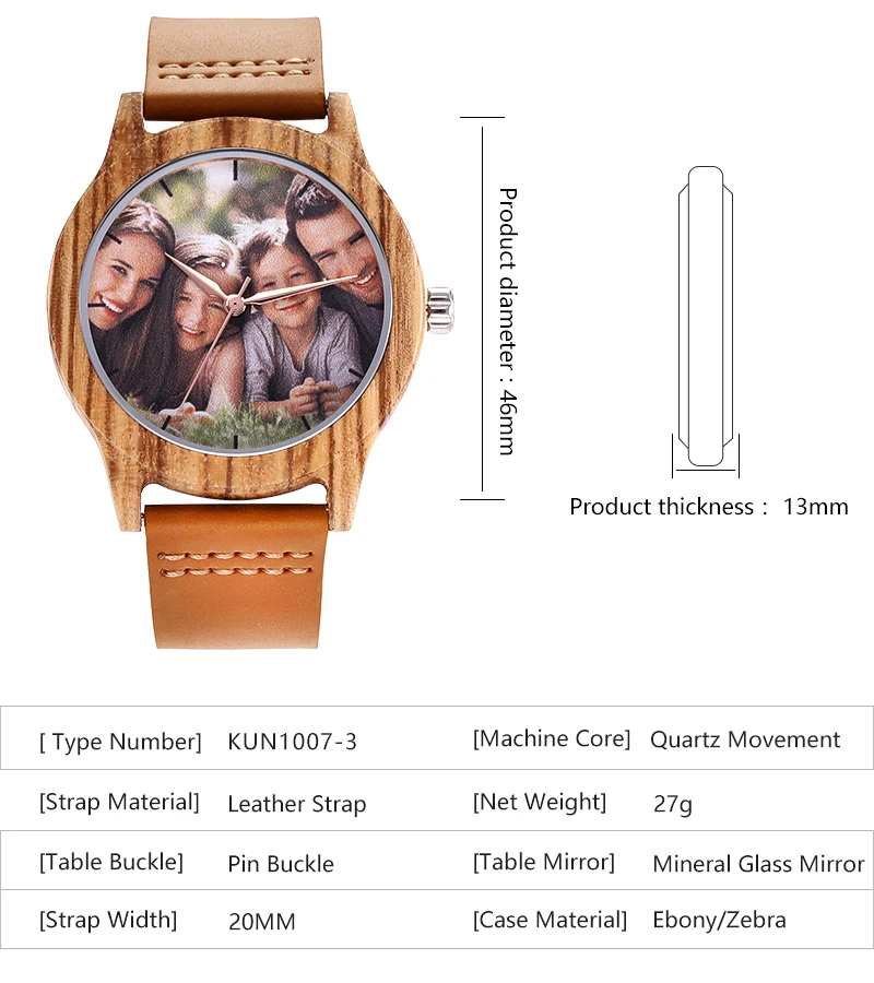 Accept Photo Personalized Customized Printing Your Photo Men Watch Unique Bamboo Wood Quartz Wristwatch Creative Souvenir Gifts 2020 2021 BOBO BIRD (3)