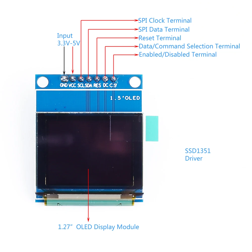 Дисплейный модуль OLED rgb дисплей модуль 1,27 дюймов SPI 128x96 SSD1351 драйвер 128*96 цветной дисплей