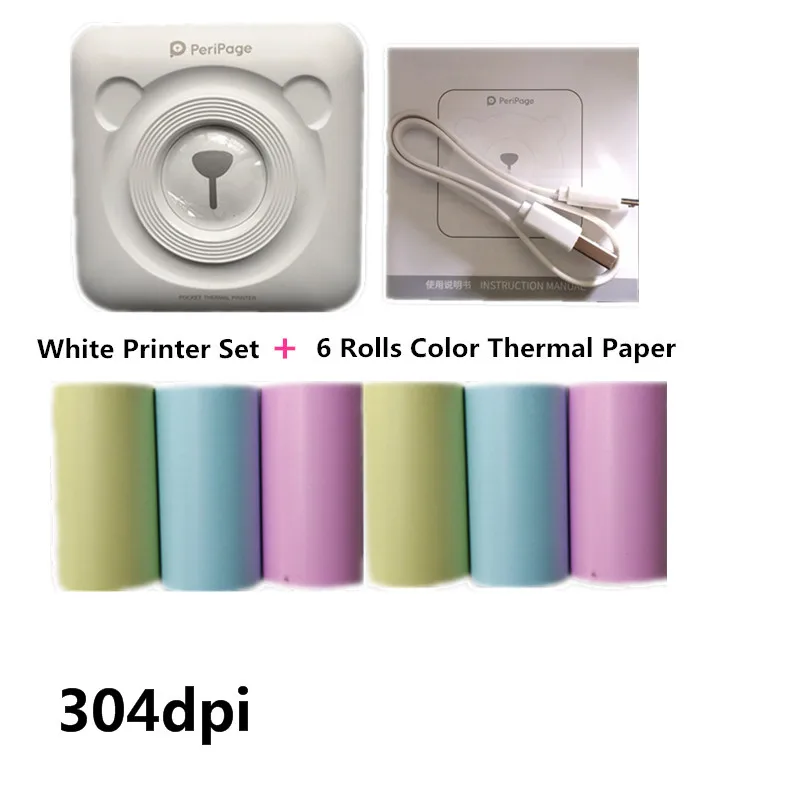 small photo printer 304dpi Bluetooth Portable Printer High Resolution A6 Peripage Mini Photo Printer Thermal Printers For Mobile Phone Android & IOS mini printer Printers