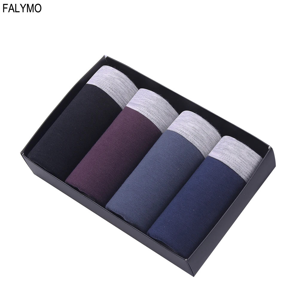 

Men Underwear Boxers Shorts Soft Cotton Male Panties Stretch Plus Size 5XL Cueca Boxer Homme 4Pcs Solid Underpants Trunk