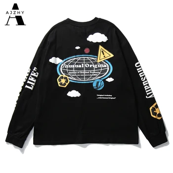 

Men Hip Hop T Shirt Long Sleeve Graffiti Letter Print Streetwear Harajuku Tshirt Loose Oversize Hip Hop T-shirt Cotton Tops Tees