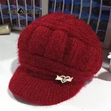 MYALICE Winter Women Wool Knitted hat old people Keep warm Mom cap Comfortable Fashion Plus Velvet Gift Outdoor travel Wholesale