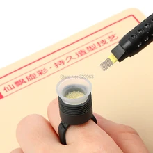 10 шт одноразовые татуировки ручка с черным губчатым кольцом микроблейдинг бровей ручка Lamina Перманентный макияж tebori двухрядные 17