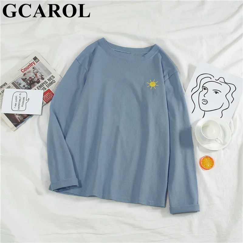 GCAROL/Новинка Сезон весна-осень Футболка с аппликацией из мультфильма длинными