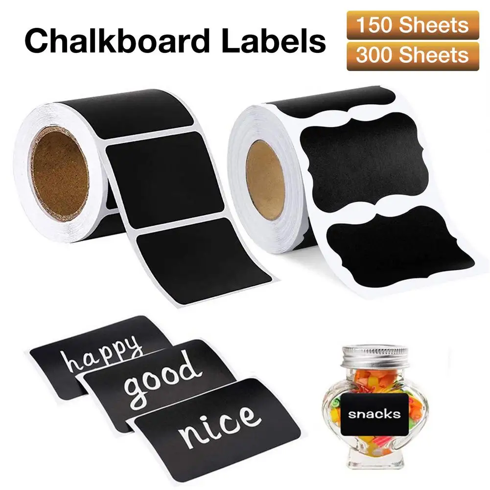 

150/300 Sheets Blackboard Labels Kitchen Jars Bottles Stickers with Chalkboard Label Tags Removable Spice Organizer Paper #W0
