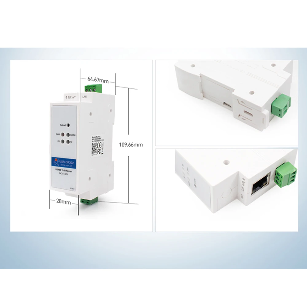 DR302 DIN-rail последовательный сервер RS232 последовательный в Ethernet конвертер Модуль