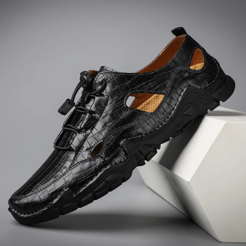 New Summer Men Casual Sandals Shoes Breathable Genuine Leather Octopus Soled Sneakers Male Outdoor Beach Anti-Slip Sandalias | Обувь