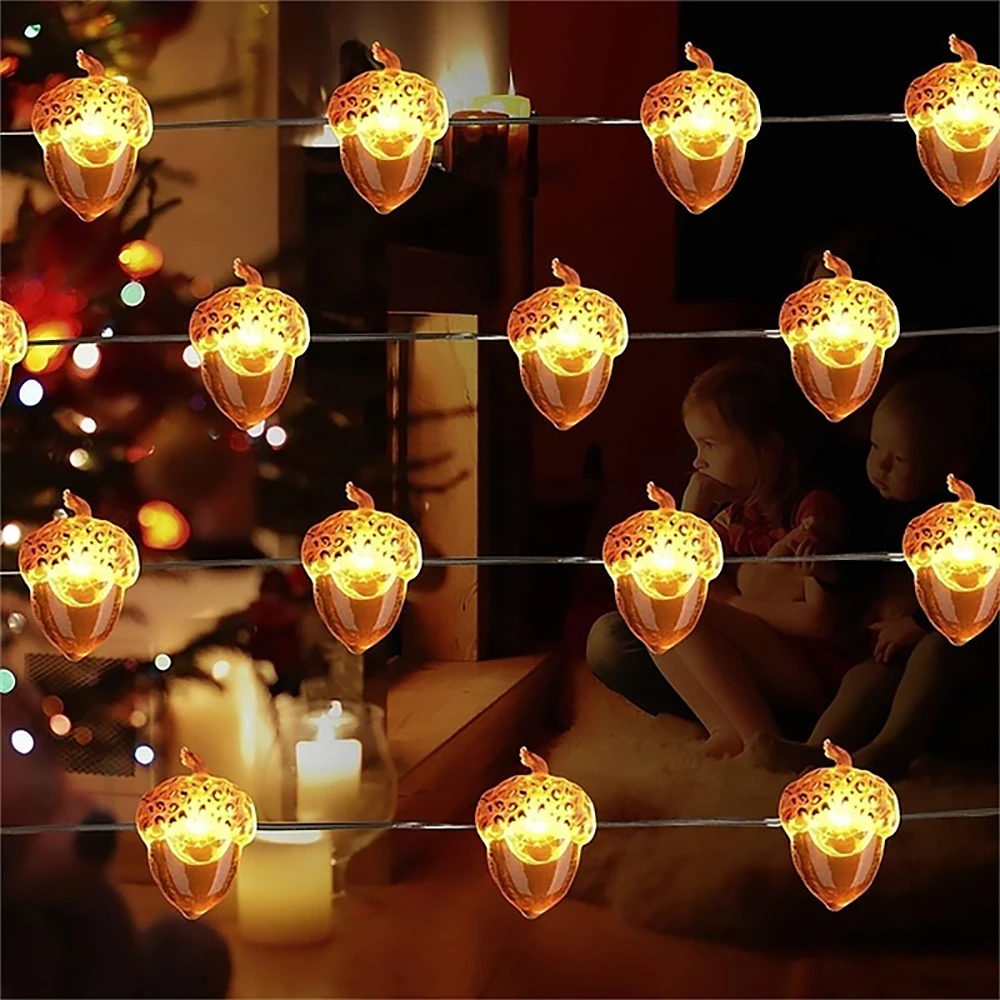 2 м/3 м 20 Вт, 30 Вт, 40 светодиодов рождественские гирлянды желудь Декор 8 режимов Батарея приведенный в действие с пультом дистанционного управления Управление лампа Декор на праздник