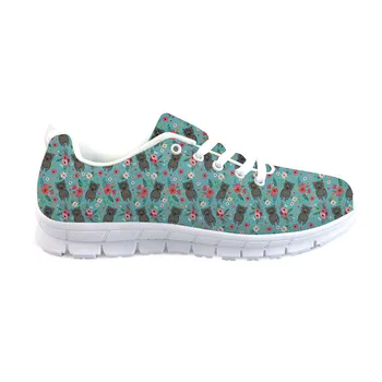 

THIKIN 2020 Cute Puppy Pattern with Flowers Print Sneakers Women Spring Lace-Up Flats Ladies Travel Shoes Teenager Summer Shoe