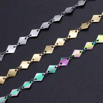 

1 Meter 5.5mm Width Stainless Steel Rhombus Soldered Handmade Chains Wholesale