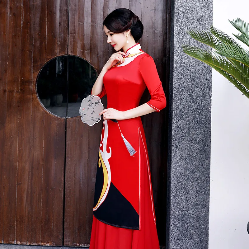 Китайское традиционное женское платье Ципао размера плюс 5XL Aodai, новинка, китайское вечернее платье