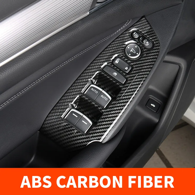 Для 10th Honda Accord стеклянная подъемная панель наклейка Accord внутренняя дверная ручка Кнопка панель декоративная наклейка специальная - Название цвета: Carbon fiber 4Pcs