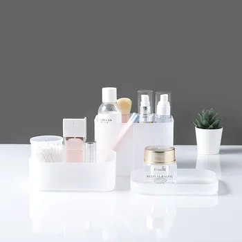 

Creative Plastic Frosted Transparent Desktop Storage Box With Lid Mask Box Skin Care Product Rack Cosmetic Box