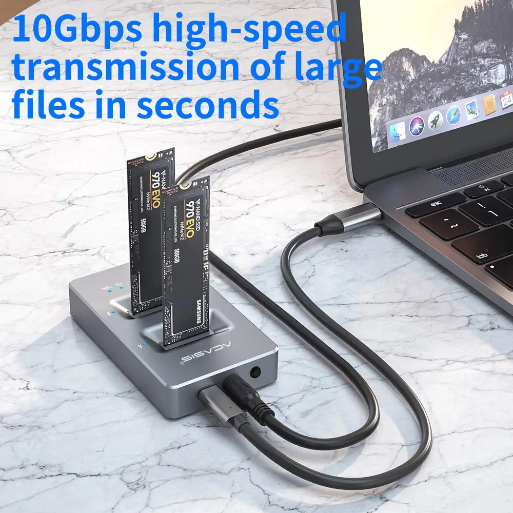 laptop hdd enclosure Acasis Clone Dual Bay M.2 NVME USB3.0 External Hard Driver 10Gbps Excellent Dissipation PCIE Reader for Windows/Mac/Linux Laptop external hdd enclosure 3.5