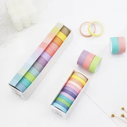 Ensemble de rubans Washi, 6 ou 12 pièces, bande de masquage décorative, pour Scrapbooking, arc en ciel, fournitures scolaires de 2m 
