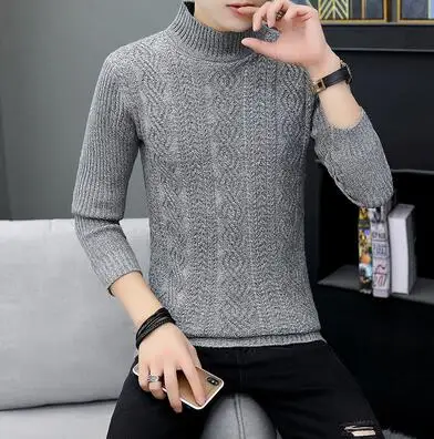 Gray Zongke Однотонный мужской свитер с высоким воротом, Мужской пуловер с высоким воротом, мужской свитер, пальто XXXL, осенне-зимние мужские свитера, одежда - Цвет: Gray
