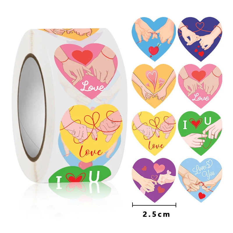 500Pcs Labels Love Rainbow Sticker Heart Shape Scrapbooking Gift Packaging Party Wedding Valentine's Day Stationery Sticker Set