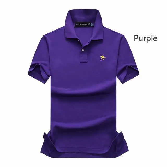 Purple Горячая новинка крокодиловая брендовая мужская рубашка поло однотонная с коротким рукавом tommis polo Хлопок 16 цветов s S-XXL - Цвет: Purple