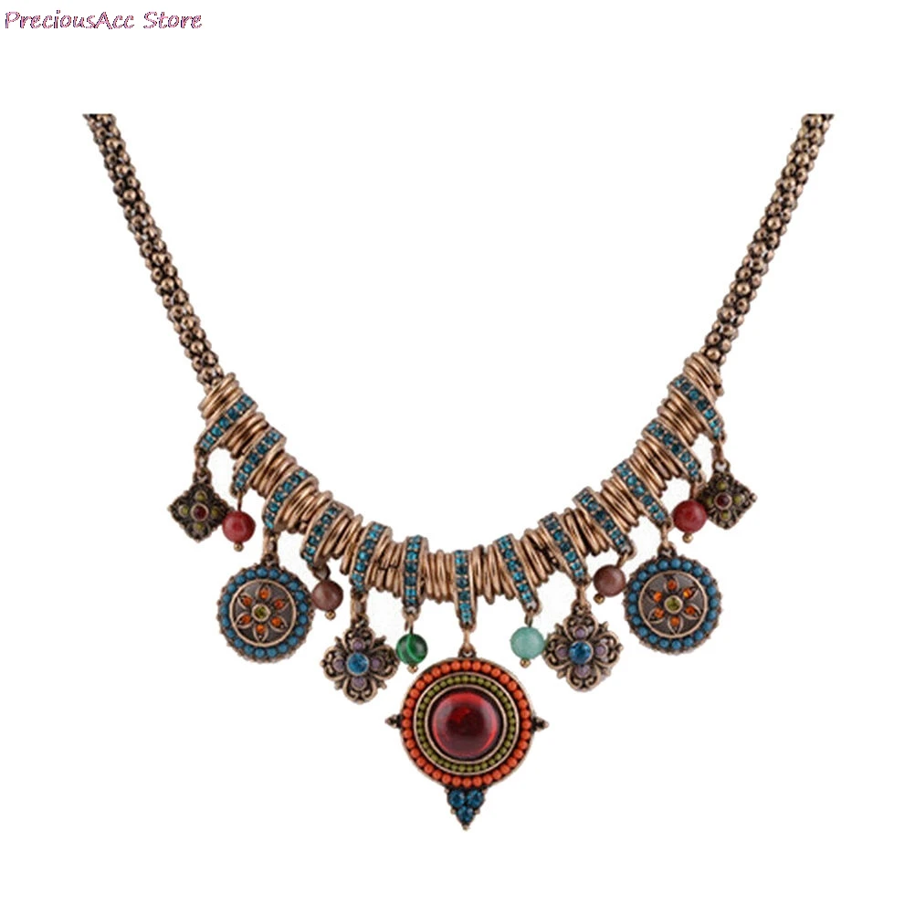 Bohemian Maxi Choker Statement Necklace Women Vintage Collar Collier Colorful Boho Crystal Turkey Jewelry | Украшения и