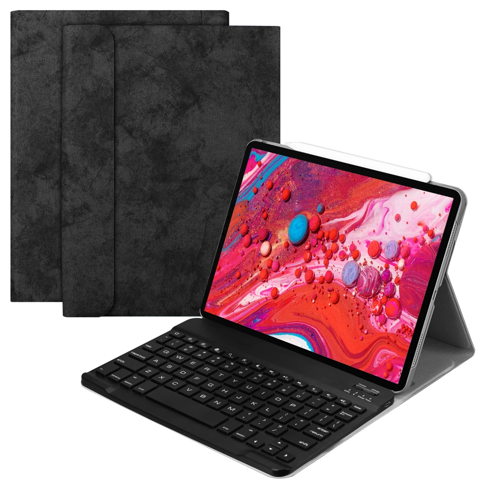 Для iPad Pro 11 Case W Беспроводная Bluetooth клавиатура кожаная защитная смарт подставка
