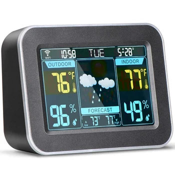 

Promotion! Wireless Weather Forecast Station,Indoor Outdoor Digital Color Weather Thermometer Barometer With Temperature,Humidit