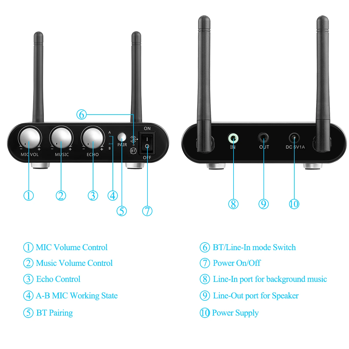 Excelvan K38 Bluetooth беспроводной микрофон динамик профессиональный ручной микрофон музыкальный плеер рекордер KTV образование с приемником