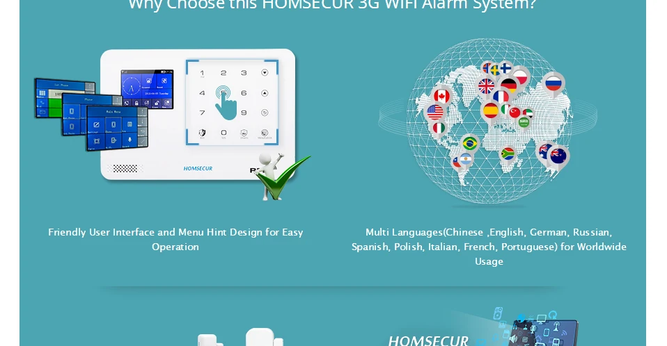 Homsecur беспроводный lcd 3g wifi охранная сигнализация + беспроводная Солнечная наружная Вспышка Сирена LA02-3g