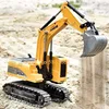 1:24 All-Terrain Driving Remote Control Excavator 680 Degree Work Rotating 30Min Bright LED Lights Simulation Sound RC Trck Toy 5