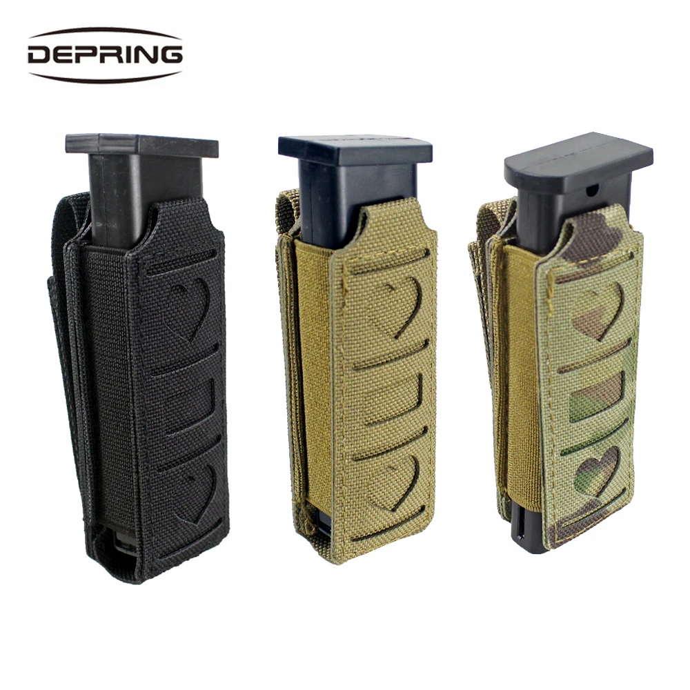 

Tactical Molle Single Magazine Pouch Elastic Pistol Mag Pouch Waist Belt Multi-tool Pouch Flashlight Holster Tool Holder