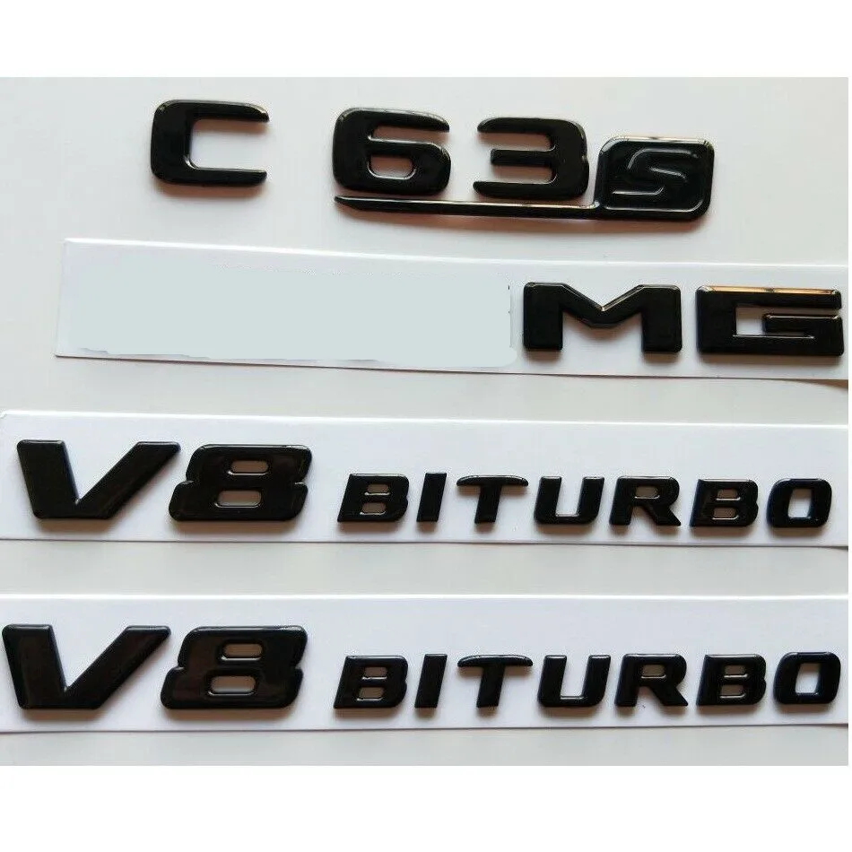 Для Mercedes W205 C205 C63s AMG V8 BITURBO полностью глянцевый черный значок эмблемы|Эмблемы| |