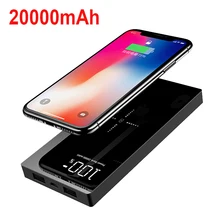 Беспроводное зарядное устройство для Xiao mi power Bank, 20000 мА/ч, портативное зарядное устройство, двойной USB mi, внешний аккумулятор, power Bank для мобильных телефонов