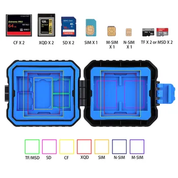 

WaterProof 11 in 1 Memory Card Case for 3SIM + 2XQD + 2CF + 2TF + 2SD Card Storage Card Box for SIM XQD CF TF SD Cards