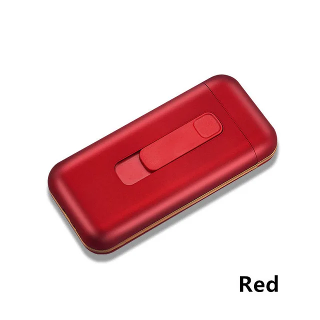 20 шт Емкость портсигар Чехол коробка с электронная USB Зажигалка для тонкая сигарета водонепроницаемый портсигар плазменная зажигалка - Цвет: Red