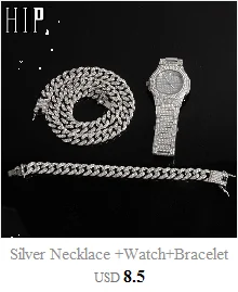 Ожерелье+ часы+ браслет в стиле хип-хоп, кантри, кубинская цепочка, золото, серебро, Iced Out, проложили стразы, CZ, Bling Rapper для Мужчин, Ювелирные изделия