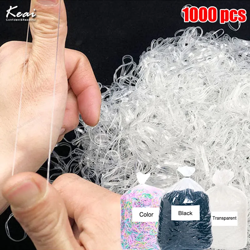 1000 Pcs Transparent Scrunchies Hair Elastic Rope Rubber Band Women Girls Ponytail Holder Hair Accessories Pet Styling Tools 1pc rug tassel brush macrame carpet tapestry weaving cotton rope weaving comb pet dematting diy open knot carding comb tools