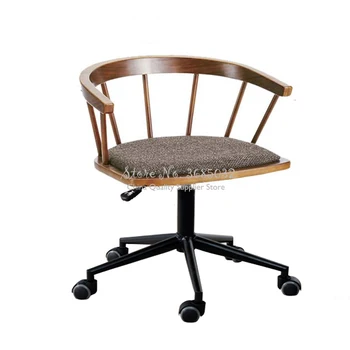 

Natural Wood Simple Modern Computer Chair Home Nordic Lifting Armchair Computer Chair with Universal Wheel Egg Chairs