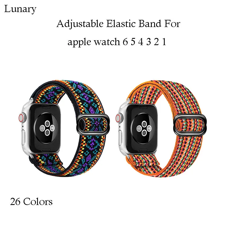 

Bohemia Elastic Nylon Loop Band for Apple Watch 6 38mm 40mm 42mm 44mm Watch Adjustable Elastic Strap for Iwatch Series 6 5 4 3