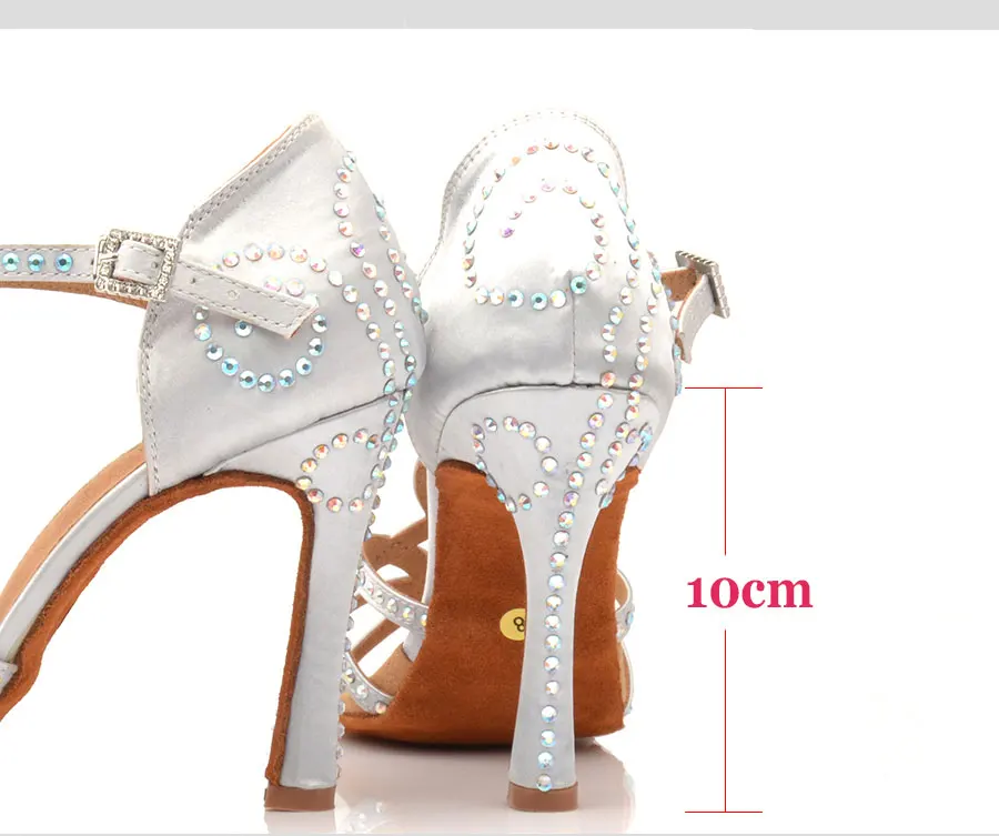 Ladingwu/Лидер продаж; туфли для латинских танцев; женские серебристо-серые атласные туфли для танцев; обувь для танцев со стразами; Обувь для бальных танцев