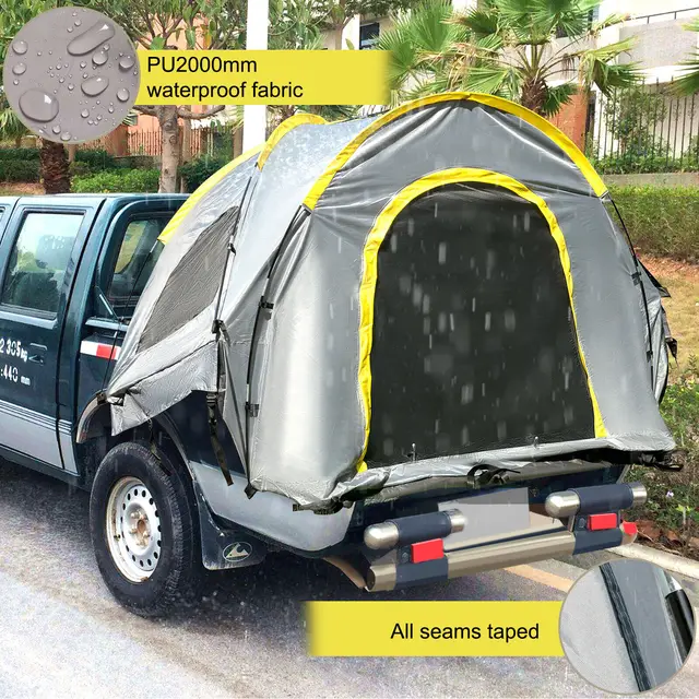 SucceBuy 5-8 FT Waterproof Truck Tent Car Accessories Bed for Full/Mid Size Truck 2-Person Sleeping Capacity for Camping Hiking Waterproof Truck Tent – Fits 5–8 FT Beds, 2-Person Camping Tent for Full & Mid-Size Trucks 2