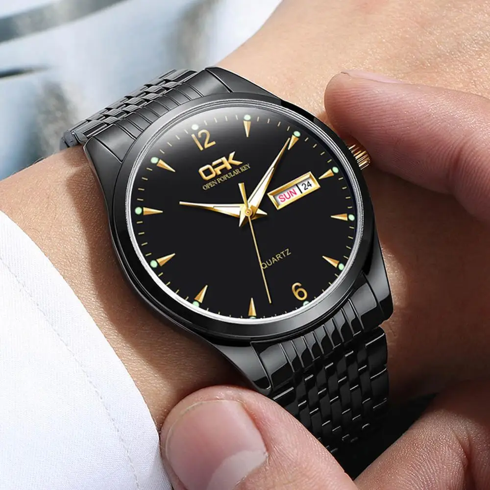 

OPK Men Watch Analog Quartz Dress Wristwatch Date Calendar Casual Alloy Strap Waterproof Luminous Watch for Men