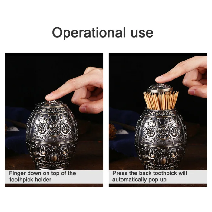 Newly Push Style Retro Metal Automatic Toothpick Holder Case Can Box Container for Home Restaurant Usage