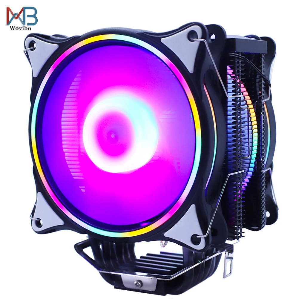 120 мм Процессор кулер вентилятор 6 тепловые трубки RGB PWM 4PIN тихий для ин LGA 115X 1366 2011 V3