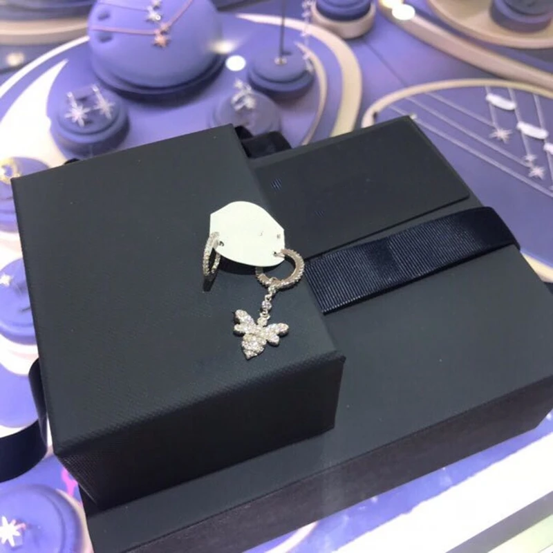 Женские асимметричные серьги каффы из серебра 925 пробы с фианитом|silver stud