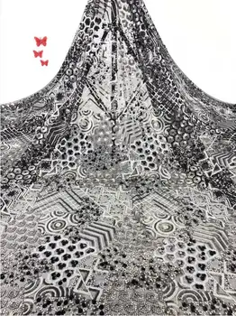 

fashionable tulle embroidery french net lace fabric David-10.4313 with beads for party dress