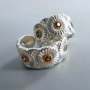 

Hip Hop 925 S Daisy Ring Simple Fnger Adjustabel Rings Japanese Light Luxury Personal Bijoux Christmas Gift For Female Male